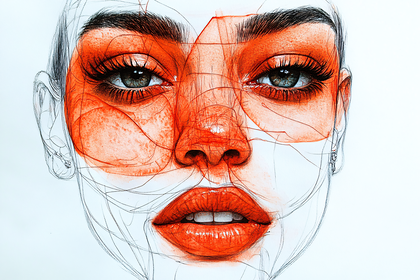 Woman Face Watercolor Sketch