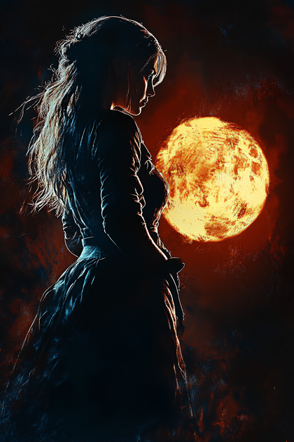 Woman Gazing At Fiery Orb