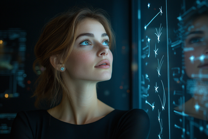 Woman Gazing at Futuristic Interface