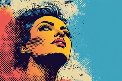 Woman Gazing Skyward Pop Art