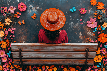 Woman in a Hat with Flowers