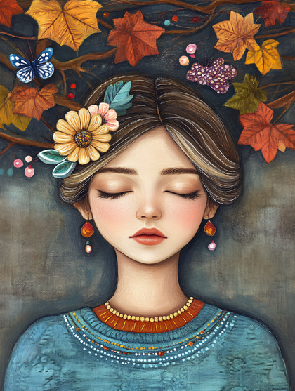 Woman in Autumnal Dreamscape