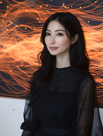 Woman in Black Dress with a Background of Light