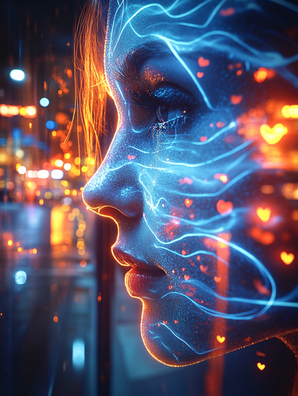 Woman in Blue Lights