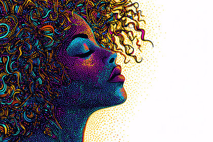 Woman in Colorful Pointillism