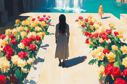 Woman In Flower Garden