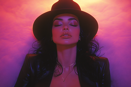 Woman in Hat with Closed Eyes