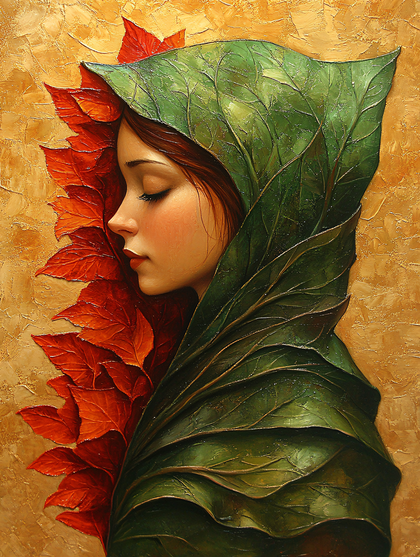 Woman In Leaf Veil