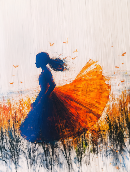 Woman in Orange Dress
