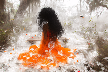 Woman in Orange Dress