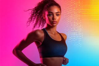 Woman in Sports Bra on Gradient Background