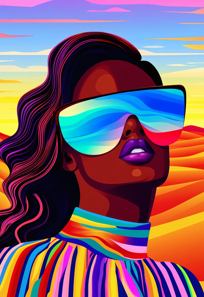Woman in Sunglasses with Colorful Background