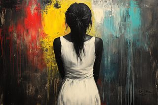 Woman in White Dress Painting