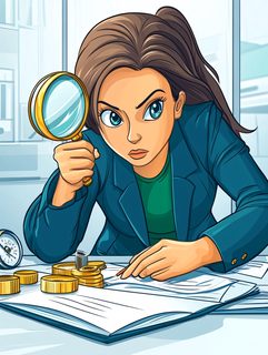 Woman Inspecting Finances