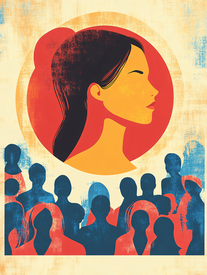 Woman Leading a Crowd