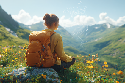 Woman Meditating in Mountain Meadow