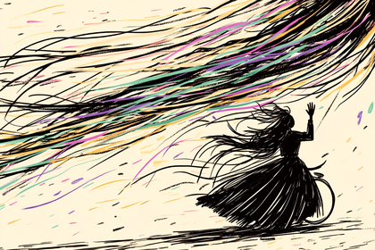 Woman on a Bicycle with Colorful Streaks