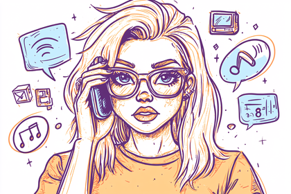 Woman on Phone with Speech Bubbles