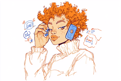 Woman on the Phone Illustration