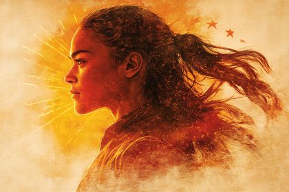 Woman Profile In Golden Light