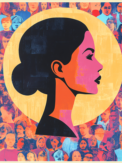 Woman Profile Surrounded By People