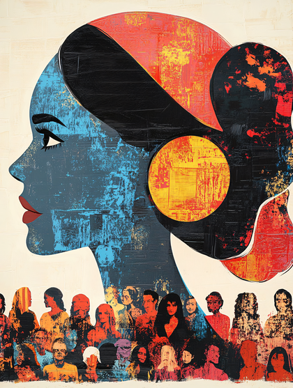 Woman Profile With Diverse Crowd
