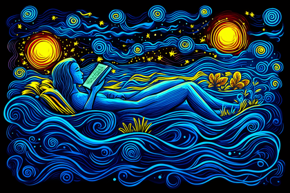Woman Reading in Starry Night
