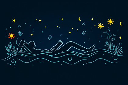 Woman Reading Under the Stars