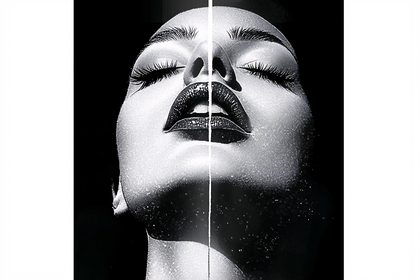 Close-up Black and White Portrait of