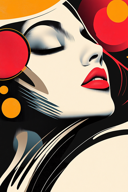 Pop Art Portrait of a Woman with Red Lips