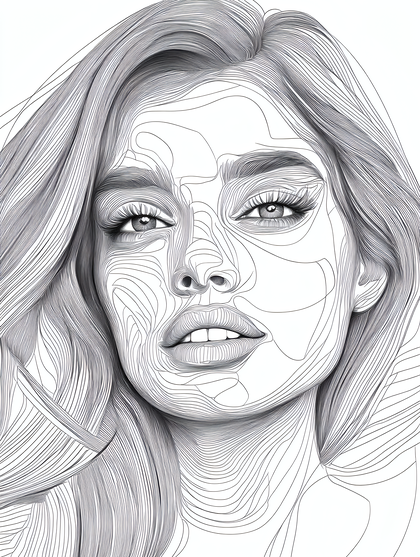 Abstract Line Art Portrait of a