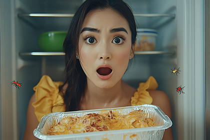 Surprised Woman Finds Bugs on Leftover Food in Fridge