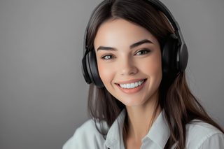 Woman Smiling Wearing Headphones