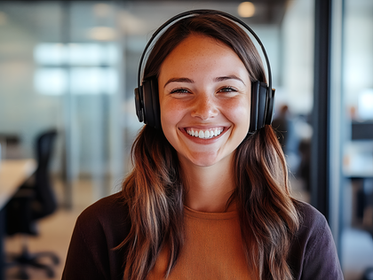 Woman Smiling with Headphones