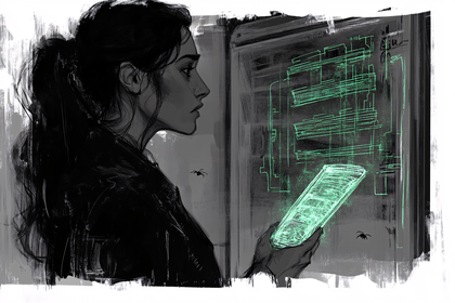 Woman Staring at Glowing Screen