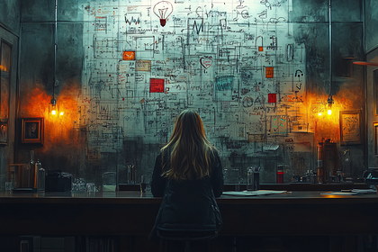 Woman Studying Complex Diagram