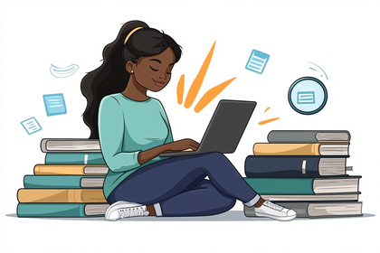 Woman Studying with Laptop