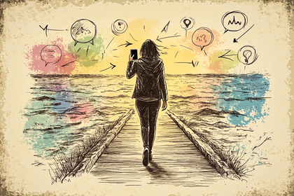 Woman Walking on Pier with Ideas