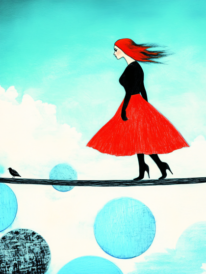 Woman Walking On Rope