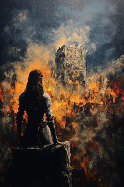 Woman Watching Burning City