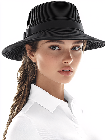 Woman Wearing Black Hat and White Shirt