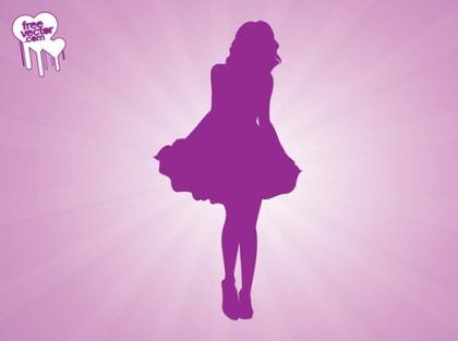 Woman Wearing Dress Silhouette Free Vector