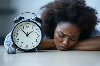 Woman with Alarm Clock