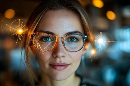 Woman With Augmented Reality Glasses