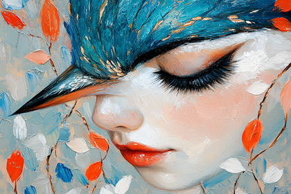 Woman with Bird Beak Hat