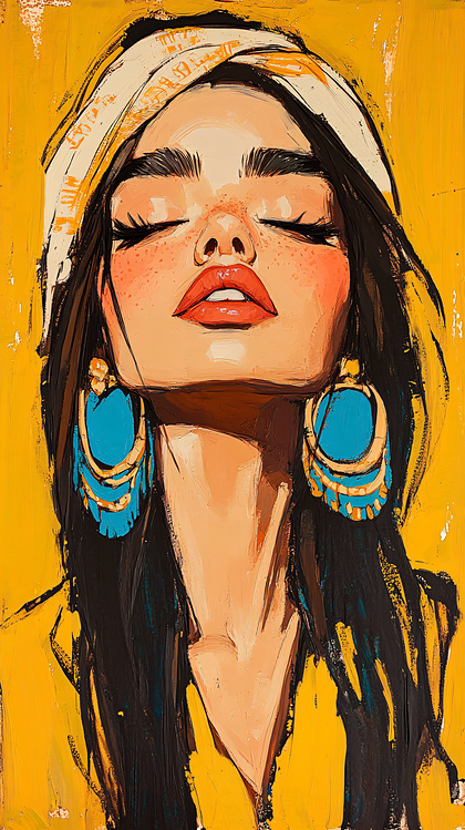 Woman With Blue Earrings