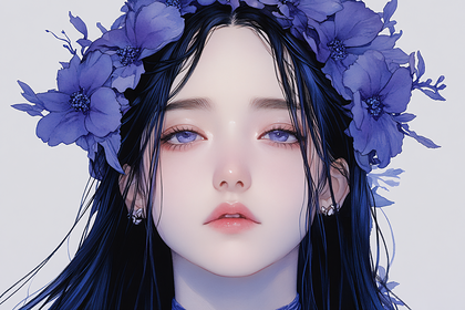 Woman with Blue Flower Crown