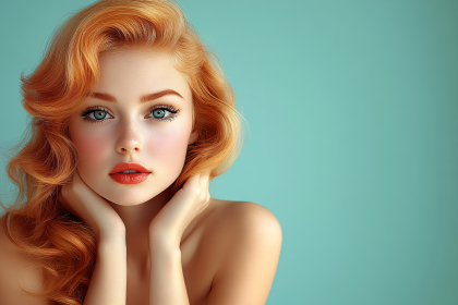 Woman With Flowing Red Hair Portrait