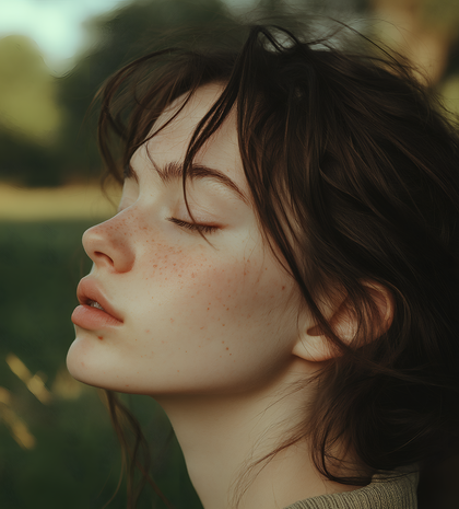 Woman with Freckles in Profile