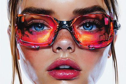 Woman with Futuristic Red Glasses
